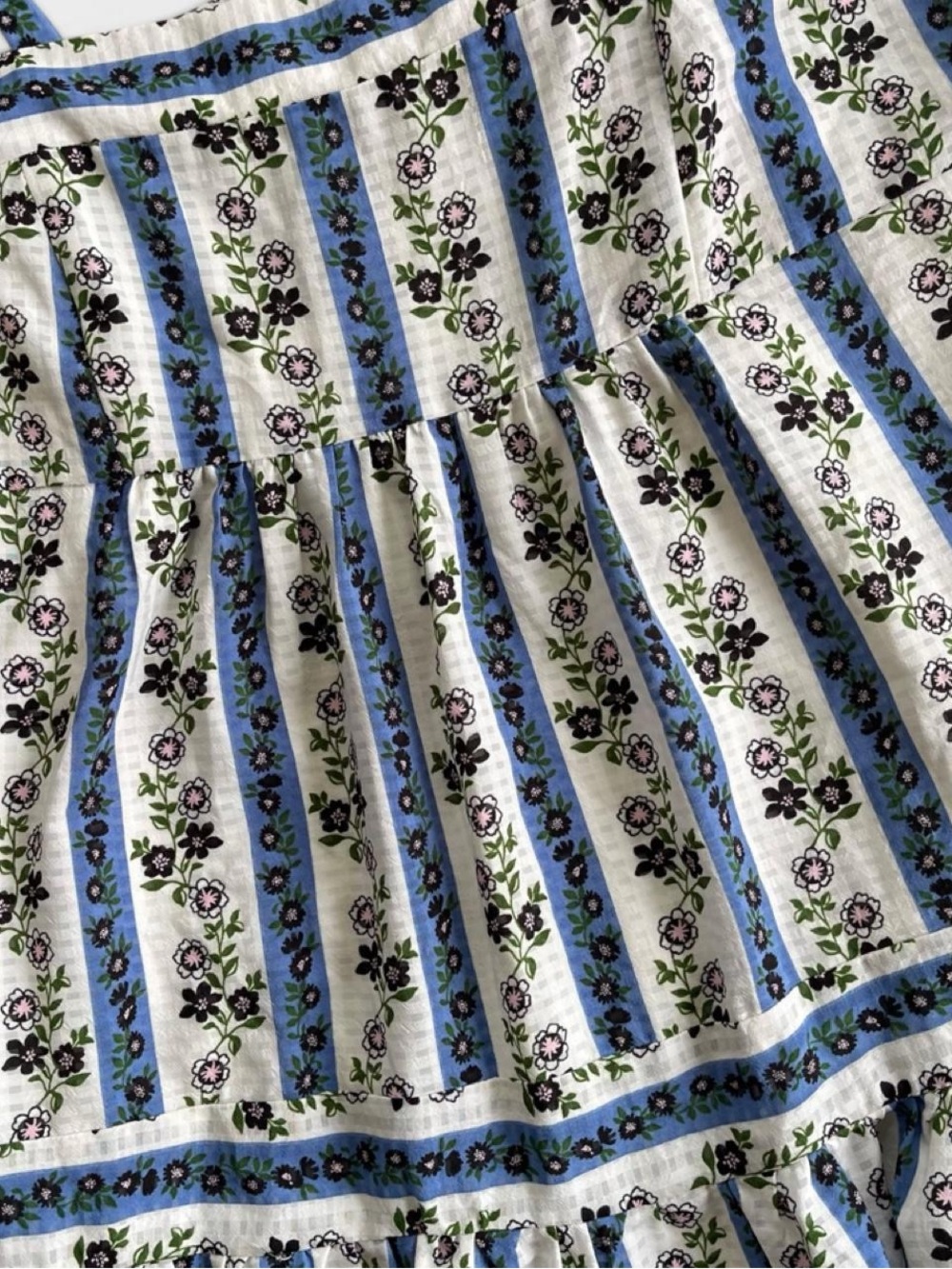 Melonie T White & Blue Floral Print Tired Midi Dress Summer Girly Romantic Sz 6 - Picture 6 of 7